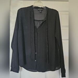 Forever 21+ Polka Dot Long Sleeve Blouse Plus Size Women (0X)